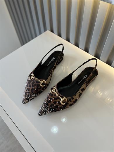 LAUREN TAŞ DETAYLI LEOPAR RENK KADIN BABET