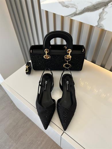 LONA TAŞ DETAYLI SİYAH   RENK KADIN ÇANTA BABET KOMBİN