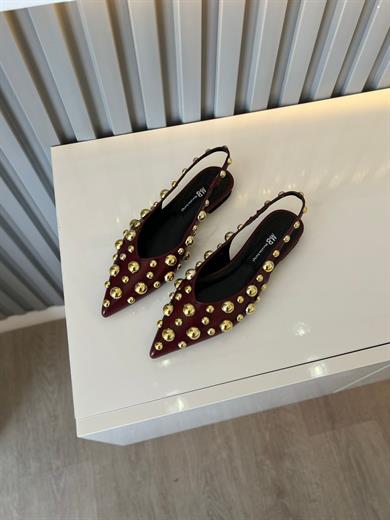 LORİNDA BORDO MAT TROK DETAY  KADIN BABET