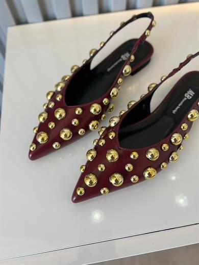 LORİNDA BORDO MAT TROK DETAY  KADIN BABET