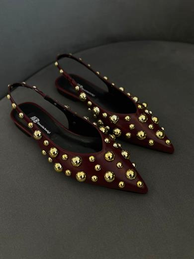 LORİNDA BORDO MAT TROK DETAY  KADIN BABET