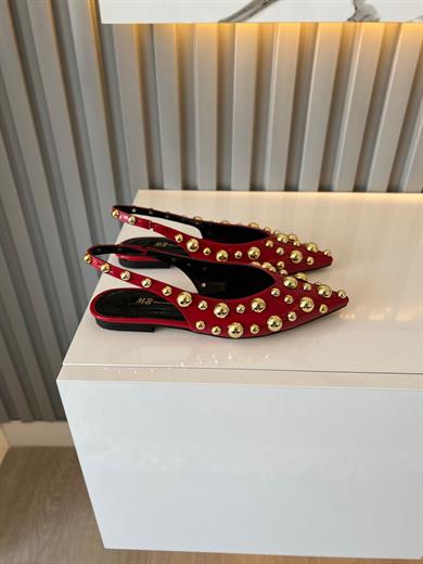 LORİNDA KIRMIZI  RUGAN TROK DETAY  KADIN BABET