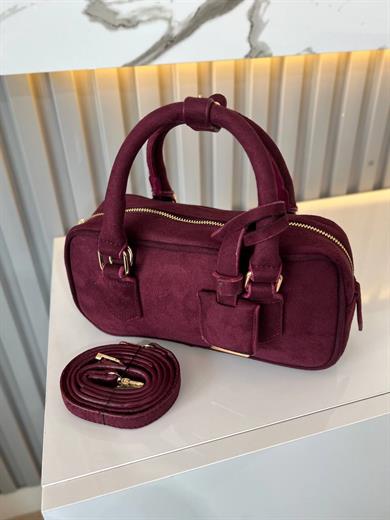 LUXE BORDO SÜET KADIN ÇANTA