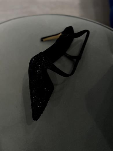 LYON SİYAH SİTELİETOE TAŞLI 9 CM KADIN TOPUKLU AYAKKABI