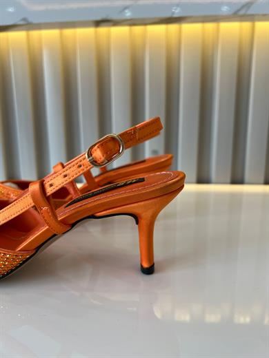 MENDY TURUNCU SATEN TAŞ DETAY KADIN TOPUKLU