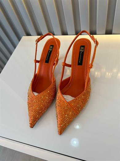 MENDY TURUNCU SATEN TAŞ DETAY KADIN TOPUKLU