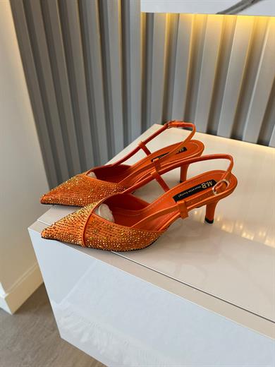 MENDY TURUNCU SATEN TAŞ DETAY KADIN TOPUKLU