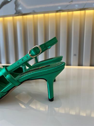 MENDY YEŞİL SATEN TAŞ DETAY KADIN TOPUKLU