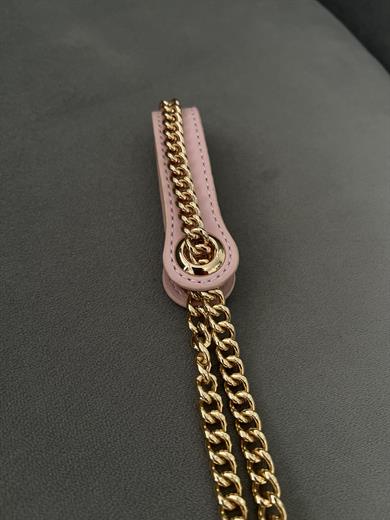Mini Pembe Çanta – Mat Deri Zincir Askılı