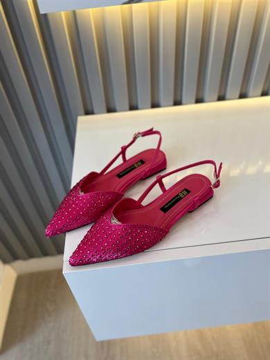 MİSS PEMBE SATEN TAŞ DETAY  KADIN BABET