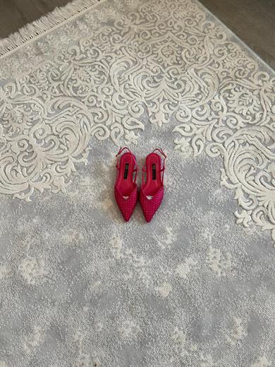 MİSS PEMBE SATEN TAŞ DETAY  KADIN BABET