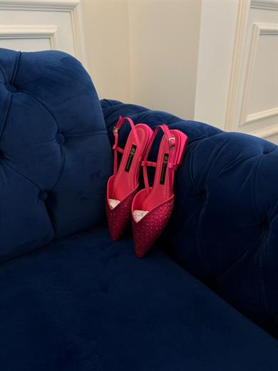 MİSS PEMBE SATEN TAŞ DETAY  KADIN BABET