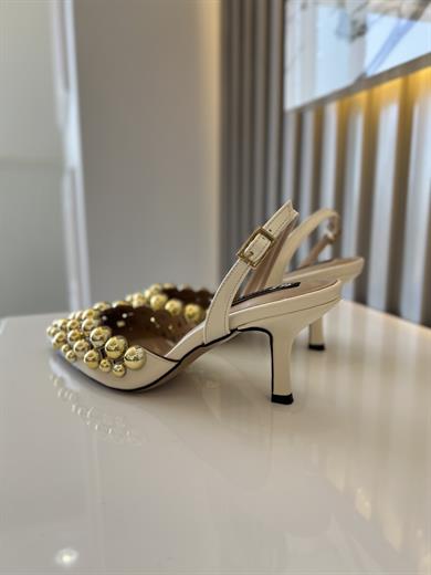 NORMİNA BEJ RUGAN TROK DETAY KADIN TOPUKLU AYAKKABI