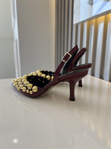 NORMİNA BORDO RUGAN TROK DETAY KADIN TOPUKLU AYAKKABI