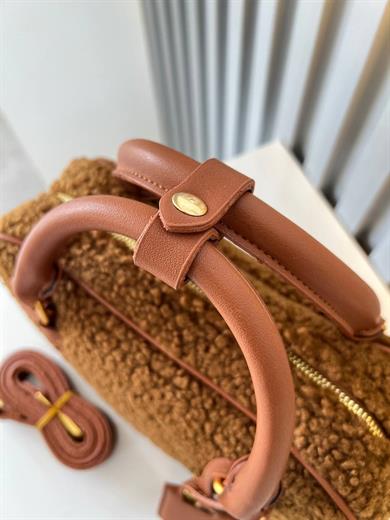 TEDDY TABA KÜRKLÜ DERI DETAYLI KADIN ÇANTA