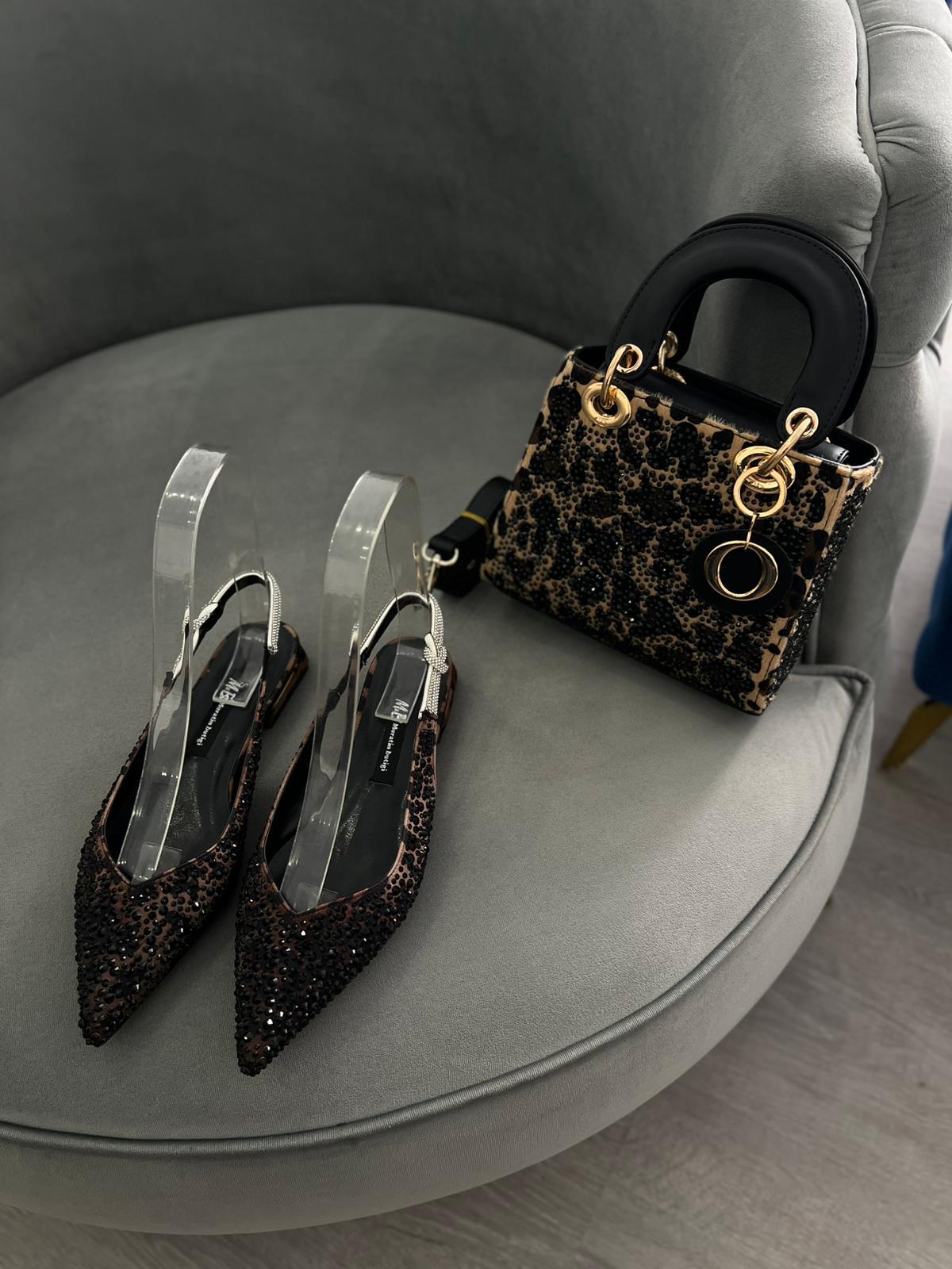 MİNAKA LEOPAR BSATEN LEOPAR TAŞ DETAY KADIN BABET