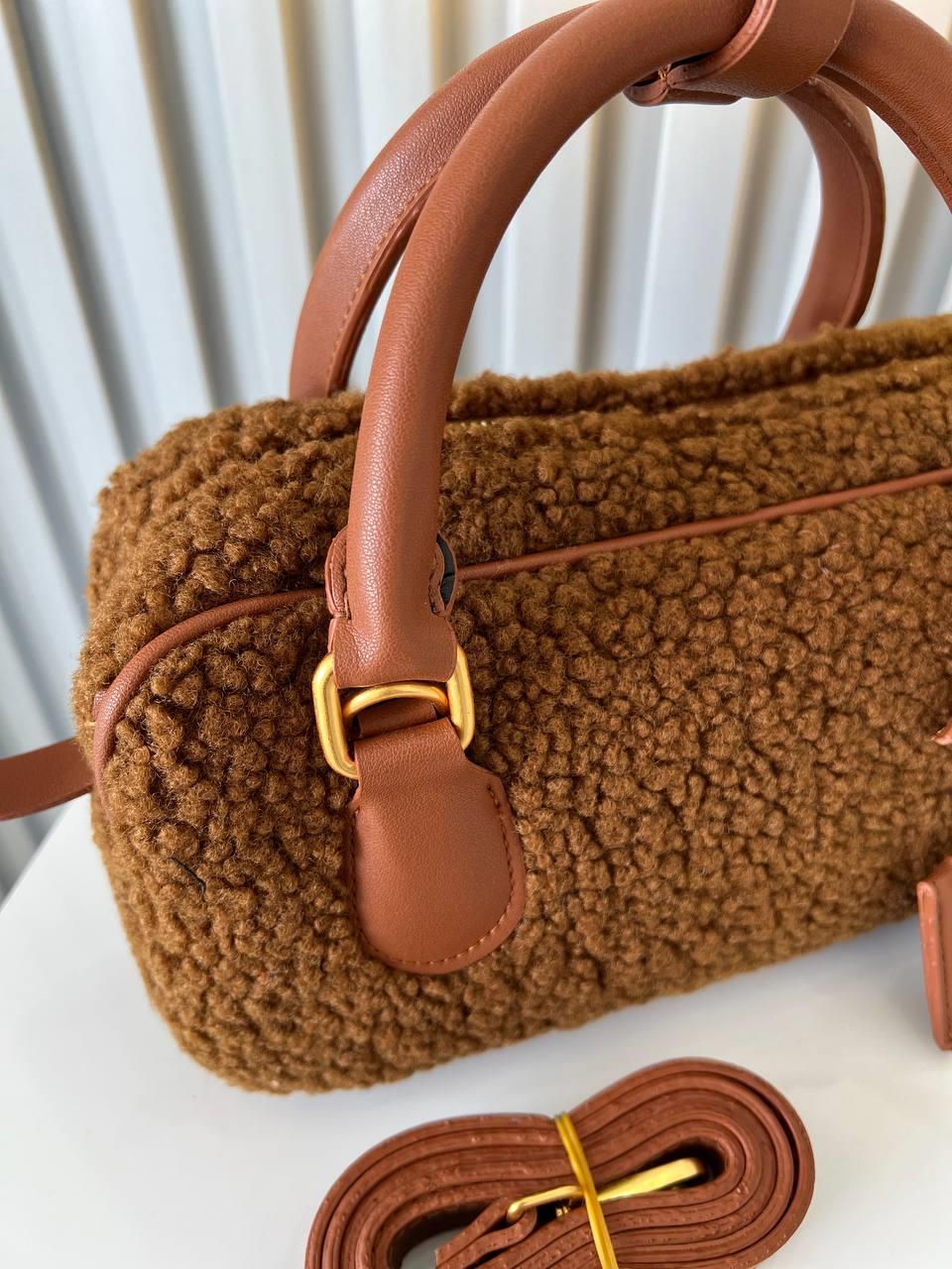 TEDDY TABA KÜRKLÜ DERI DETAYLI KADIN ÇANTA