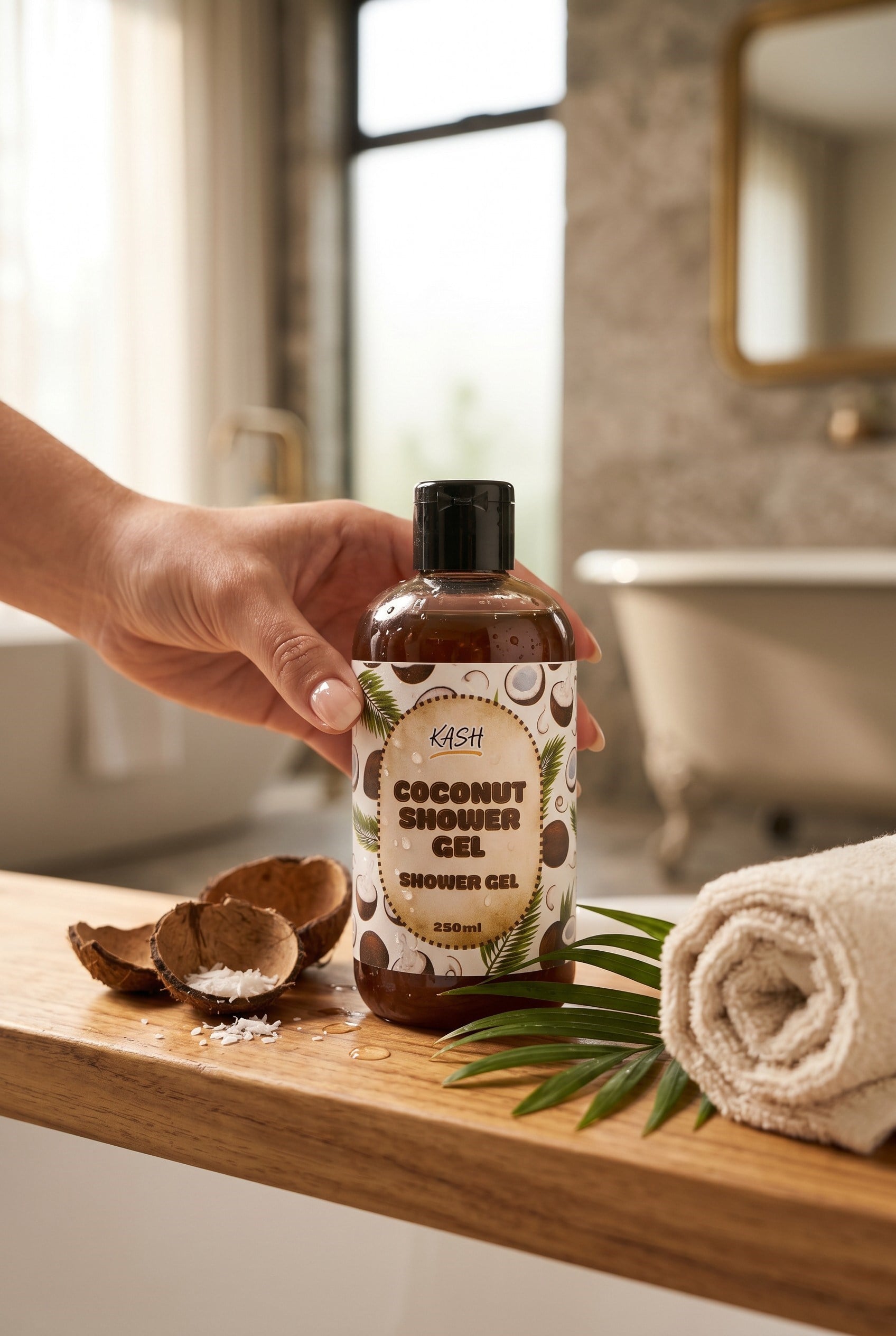 Kash Kozmetik Coconut Yoğun Nemlendirici Duş Jeli 250 ml - Tropikal Hindistan Cevizi Vücut Şampuanı