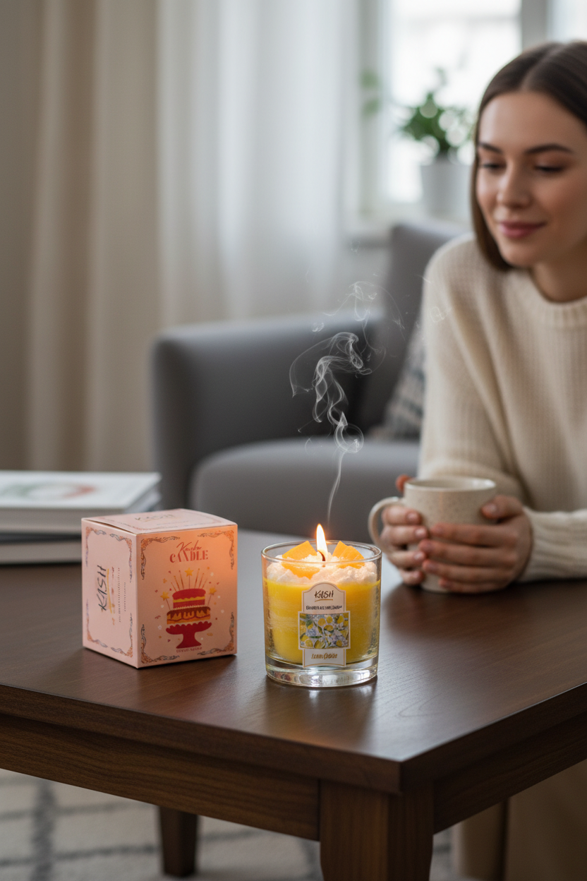 Kash Limon Kokulu Doğal Soya Mumu – Lemon Scented Soy Wax Candle | Handmade & Vegan | Aromaterapi Limon Mum