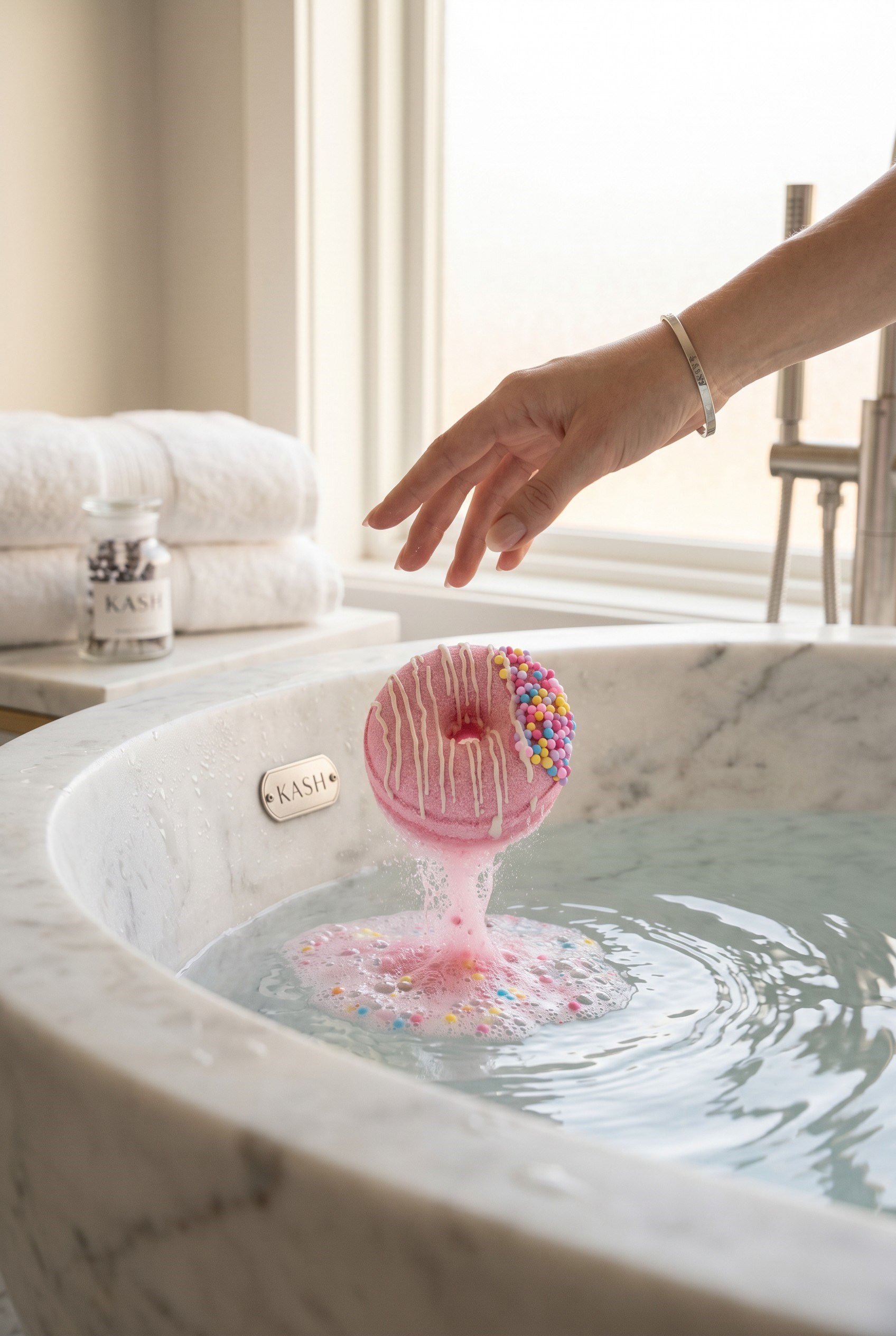 Kiraz Özlü Donut Banyo Bombası – Nemlendirici & Efervesan Banyo Topu