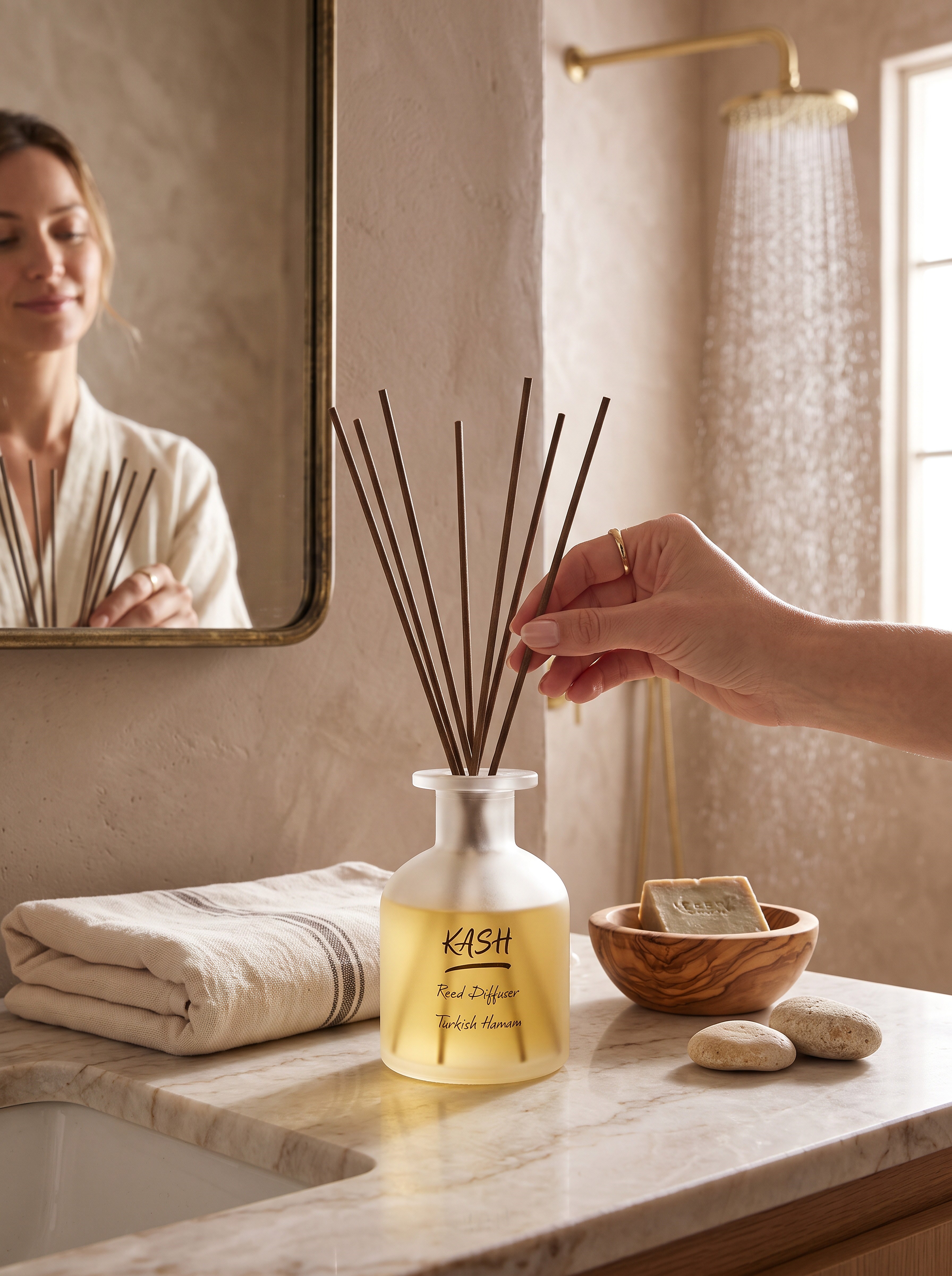 Turkish Hamam Çubuklu Oda Kokusu (Reed Diffuser) - Beyaz Sabun & Ferah Notalar 130 ml