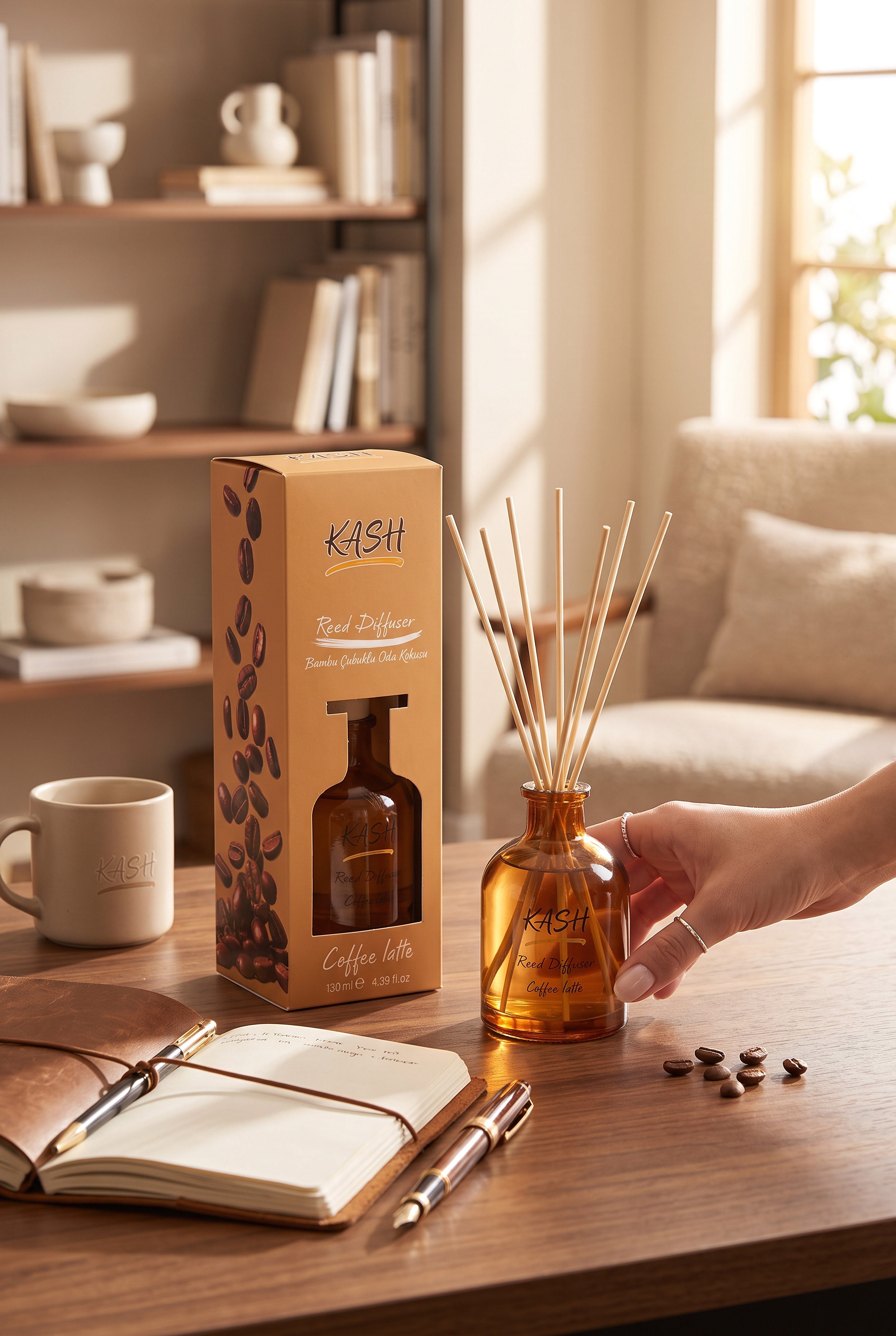 Coffee Latte Çubuklu Oda Kokusu (Reed Diffuser) - Warm & Gourmet 130 ml