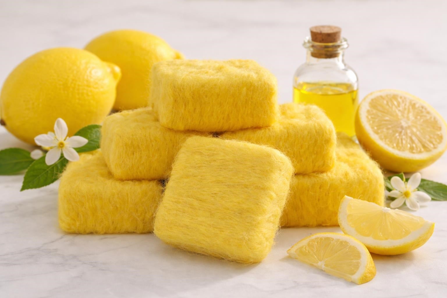 Keçeli Limon Sabun | El Yapımı Peeling Etkili Yün Kaplı Sabun | Cildi Arındırır ve Canlandırır