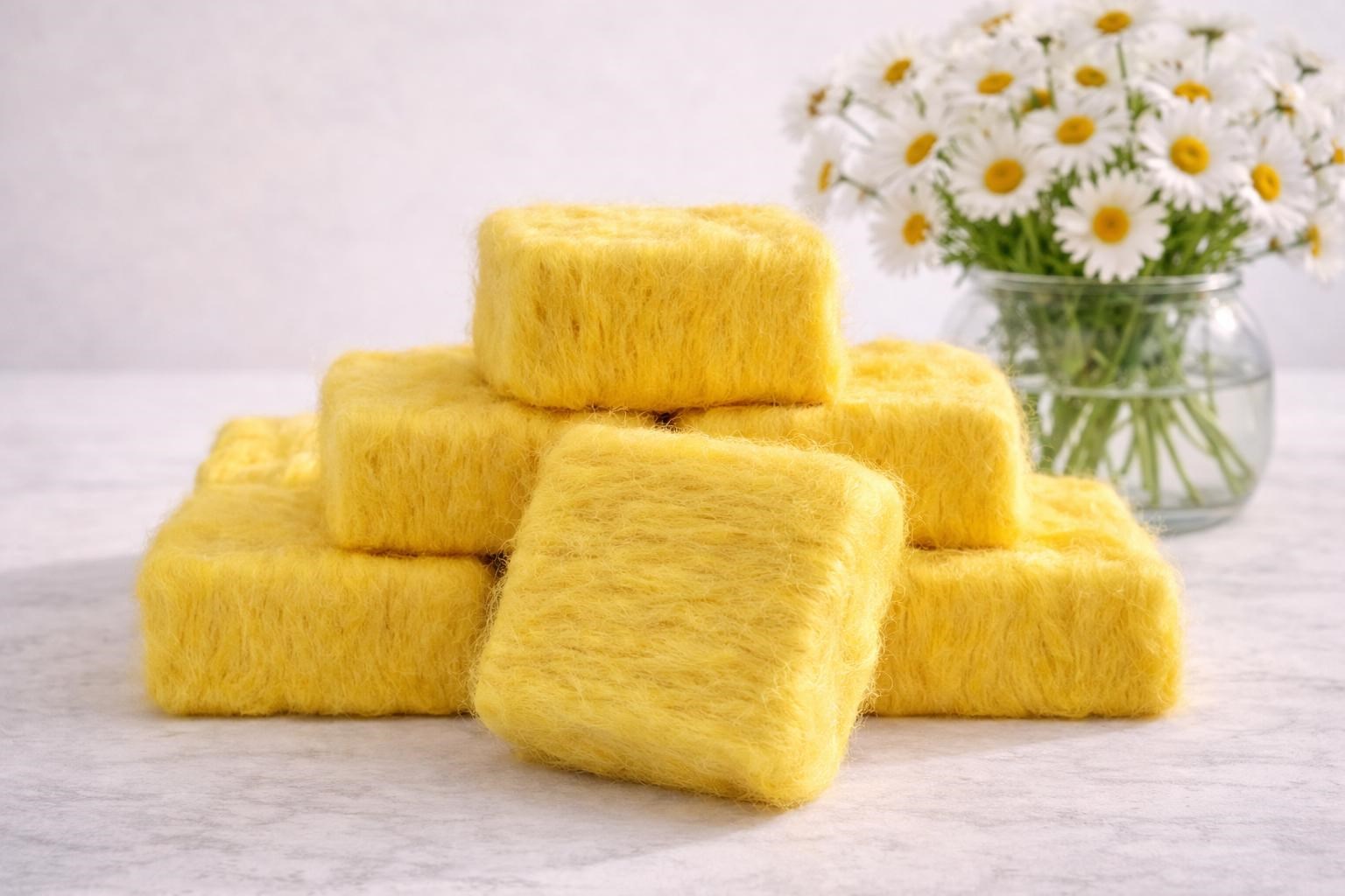 Keçeli Papatya Sabun | El Yapımı Peeling Etkili Yün Kaplı Sabun | Cildi Arındırır ve Canlandırır