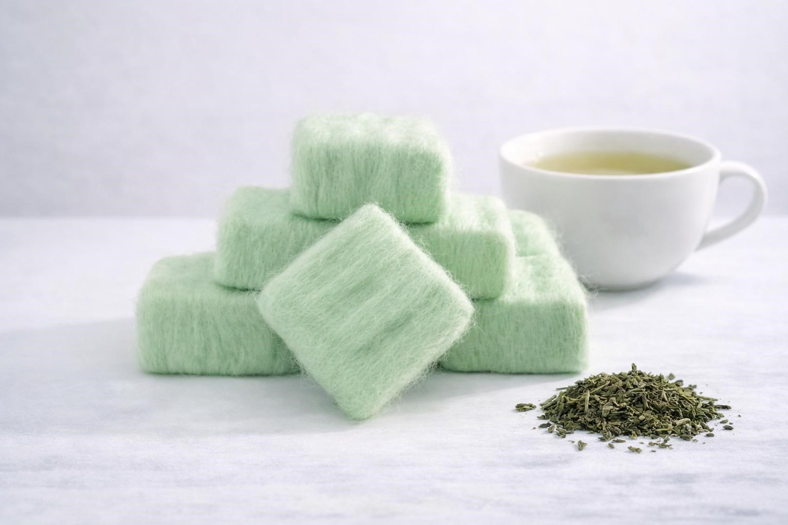 Keçeli Yeşil Çay Sabun | El Yapımı Peeling Etkili Yün Kaplı Sabun | Cildi Arındırır ve Canlandırır
