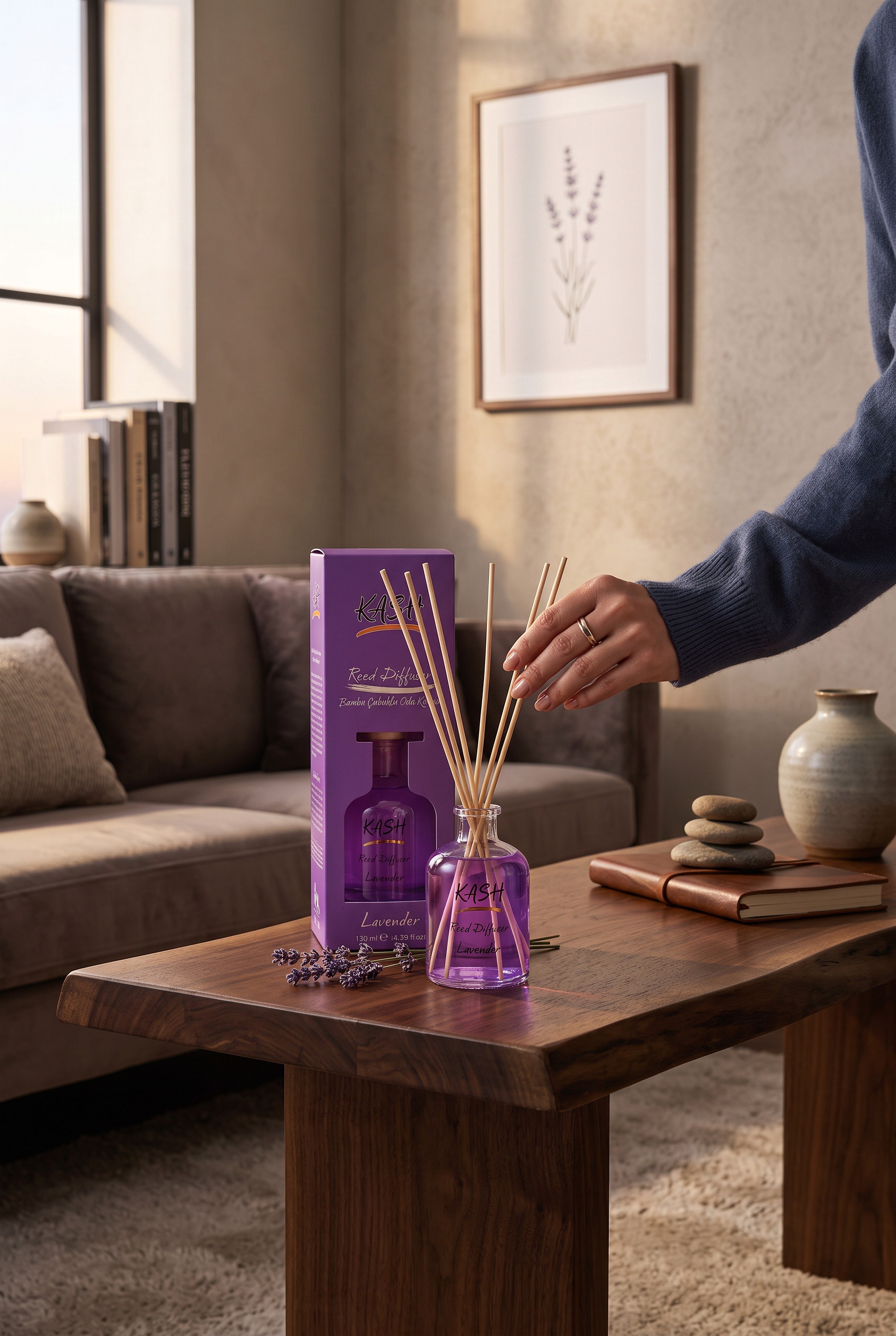 Lavender Çubuklu Oda Kokusu (Reed Diffuser) - Dinlendirici Lavanta Notaları 130 ml