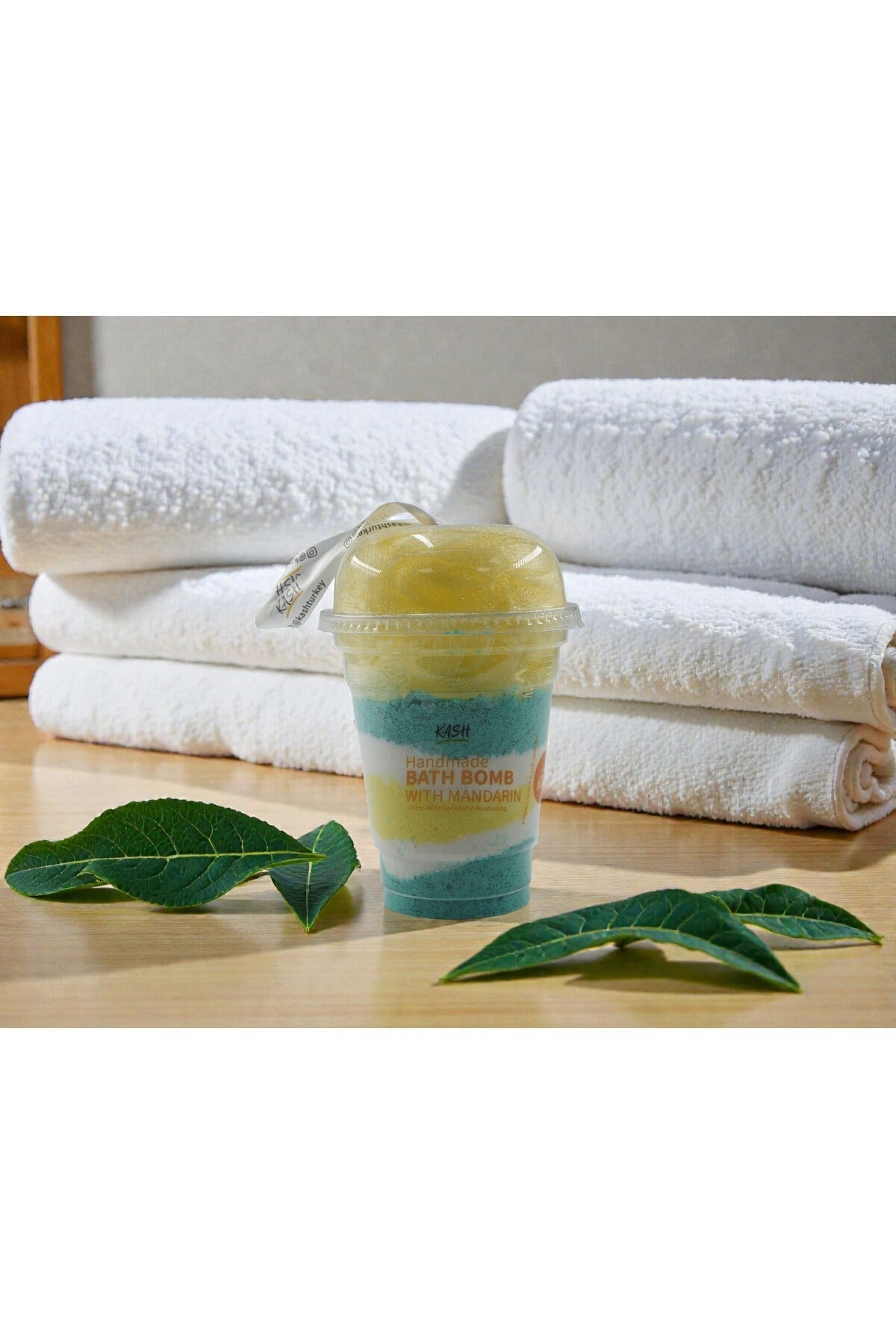 Mandalina Kokulu Bardak Banyo Bombası – Lifli – El Yapımı Dekoratif Banyo Ürünü