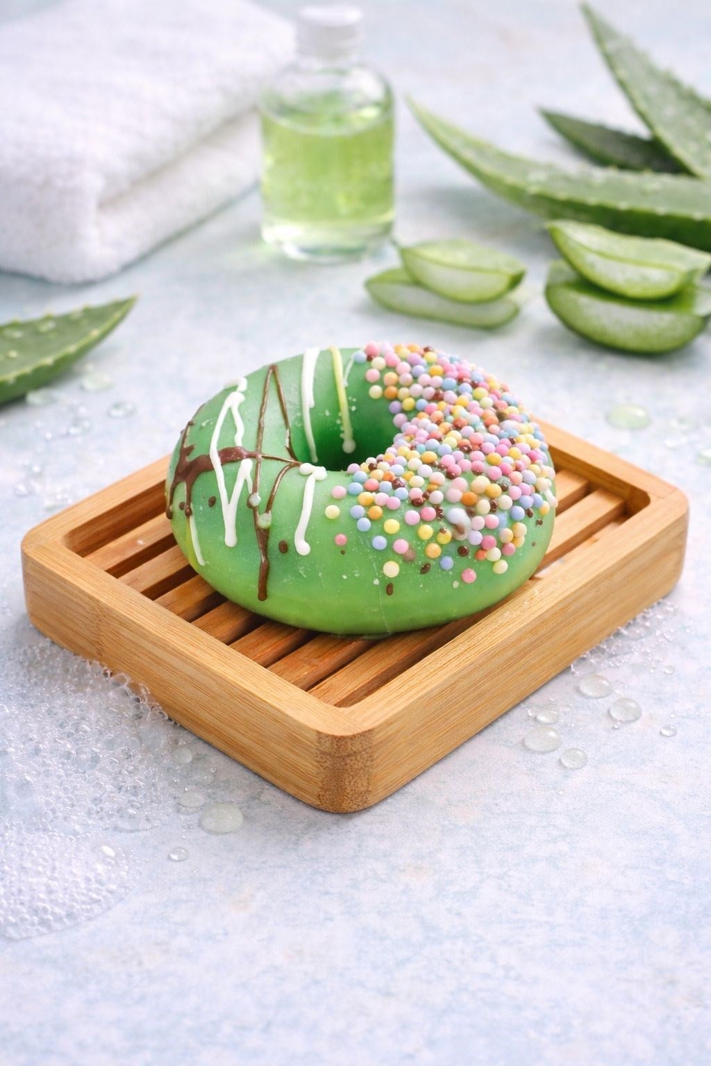 Vegan El Yapımı Doğal Aloe Vera Donut Sabun | Cilt Dostu, Şık ve Eğlenceli Tasarım |