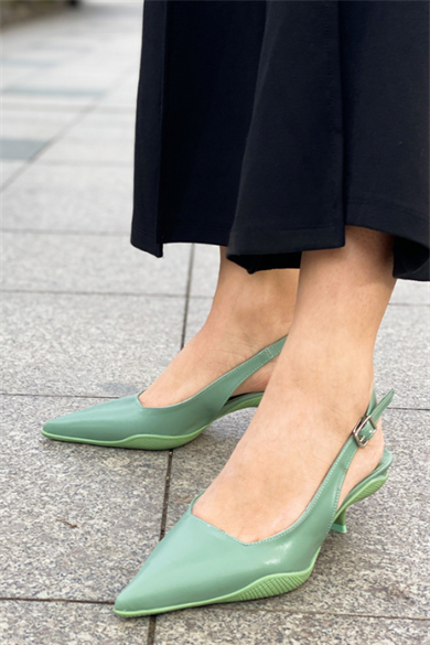Diana Yeşil Mat Deri Kadın Ayakkabı