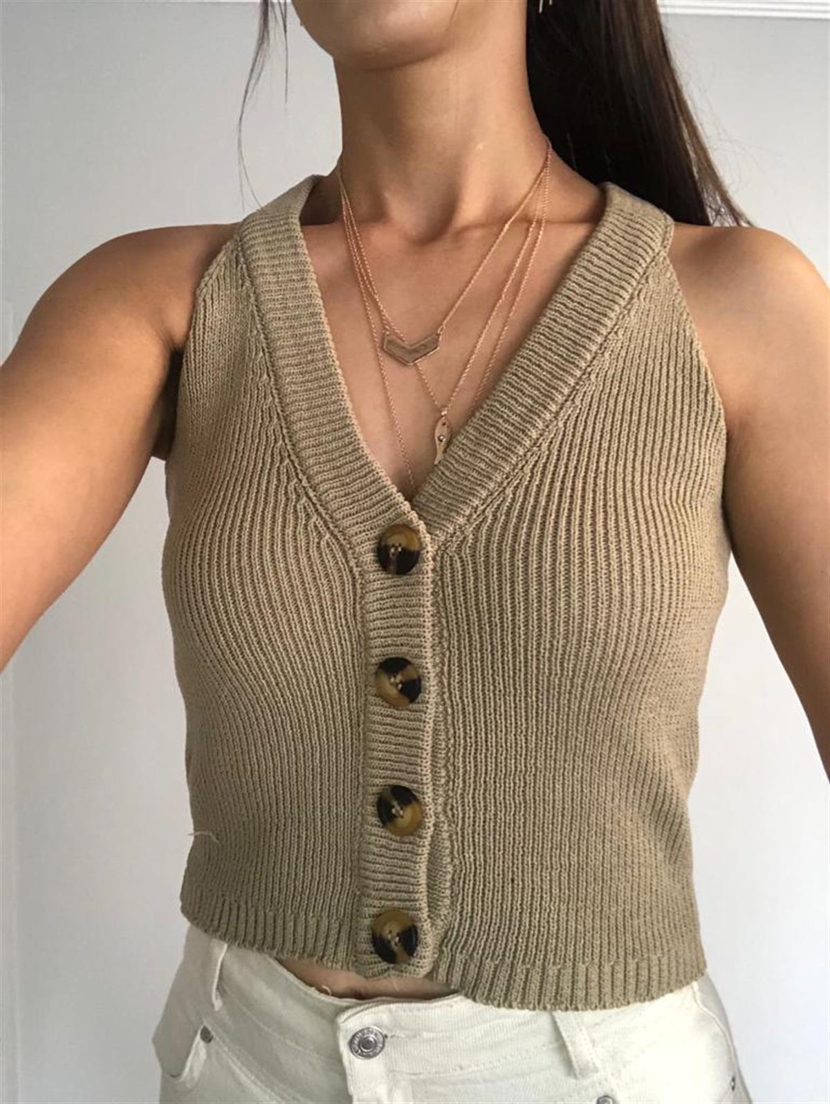 Vizon Düğmeli Süeter