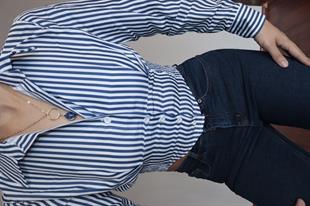 Çizgili Crop Gömlek