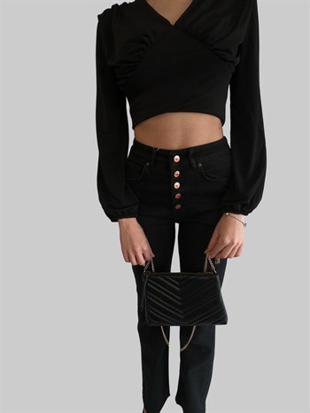 Önü Düğmeli Flare Pantolon