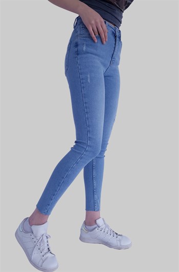 Paça Ucu Lazerli Likralı Pantolon