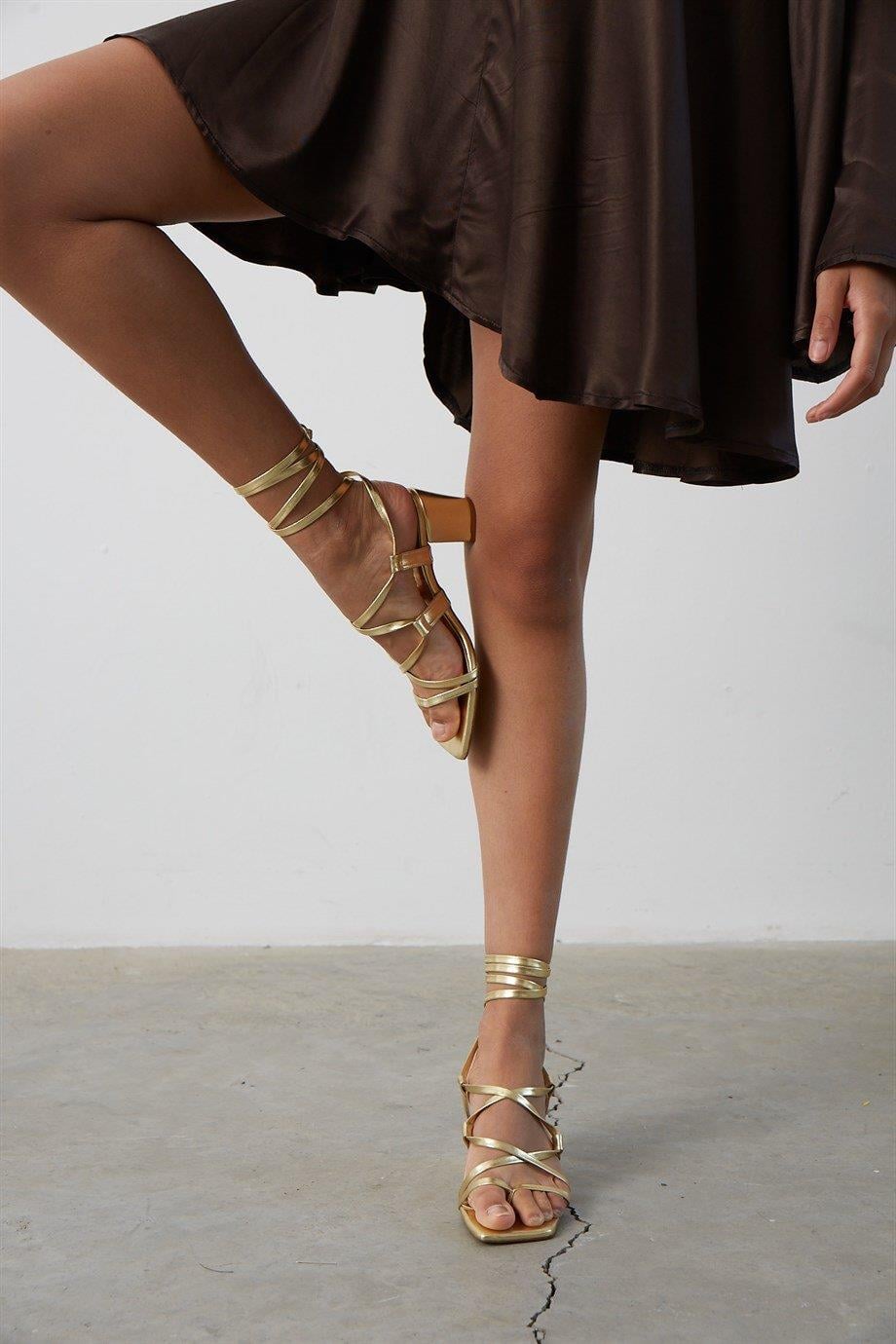 Bağlamalı Sandalet Gold