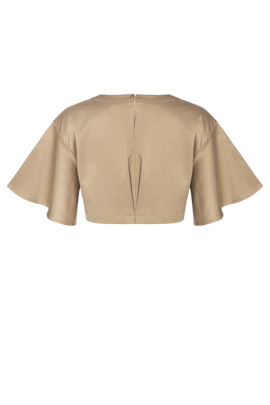 Crop Bluz Açık Kahve