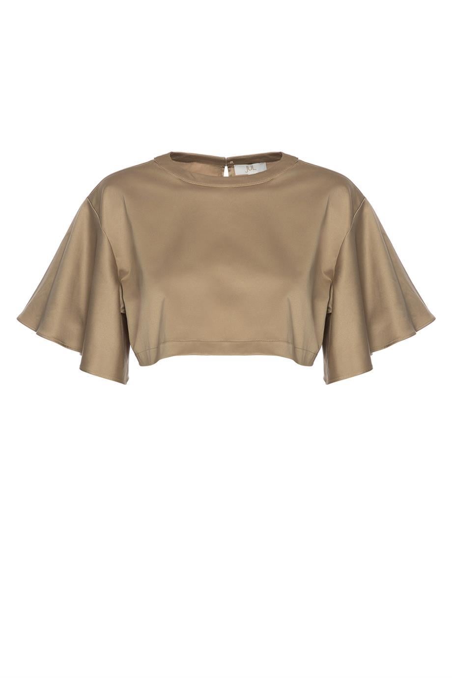 Crop Bluz Açık Kahve