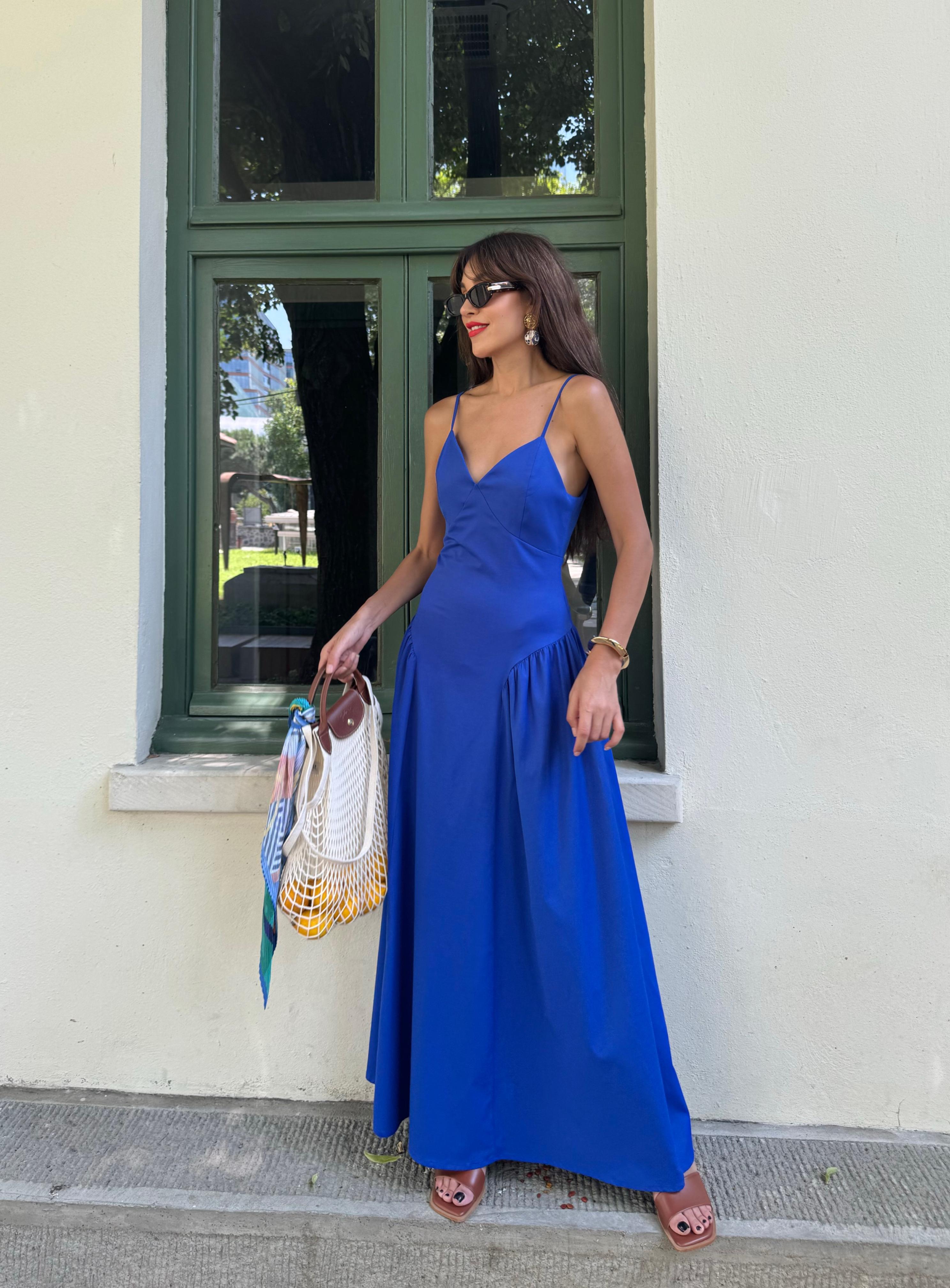 EMİLY UZUN ELBİSE Mavi