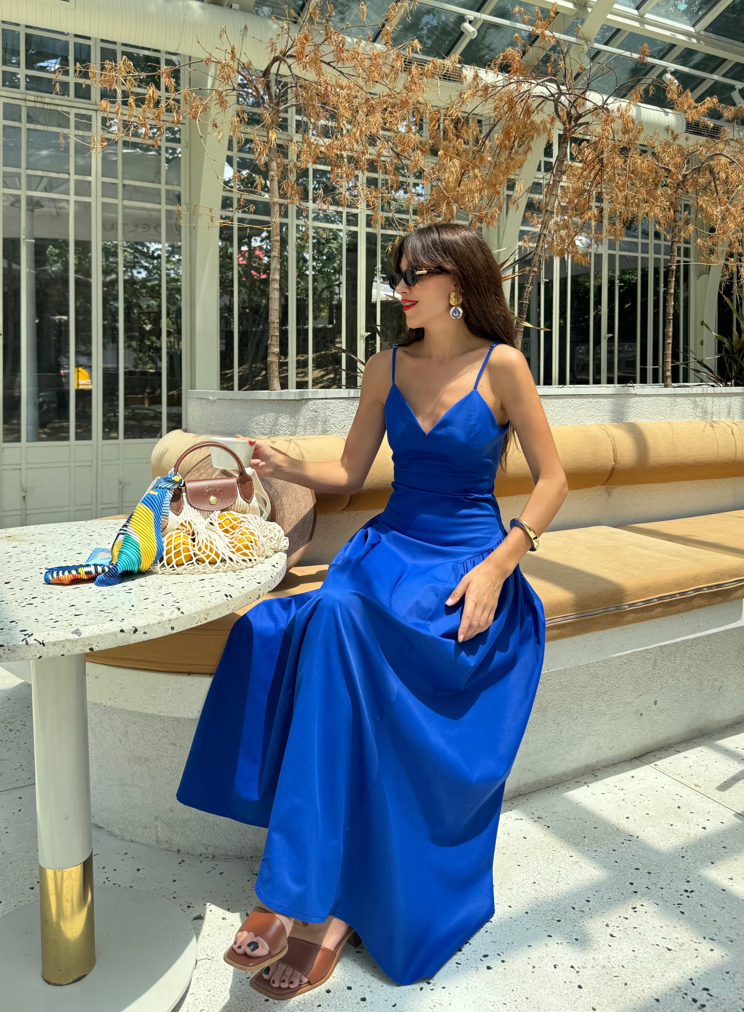 EMİLY UZUN ELBİSE Mavi