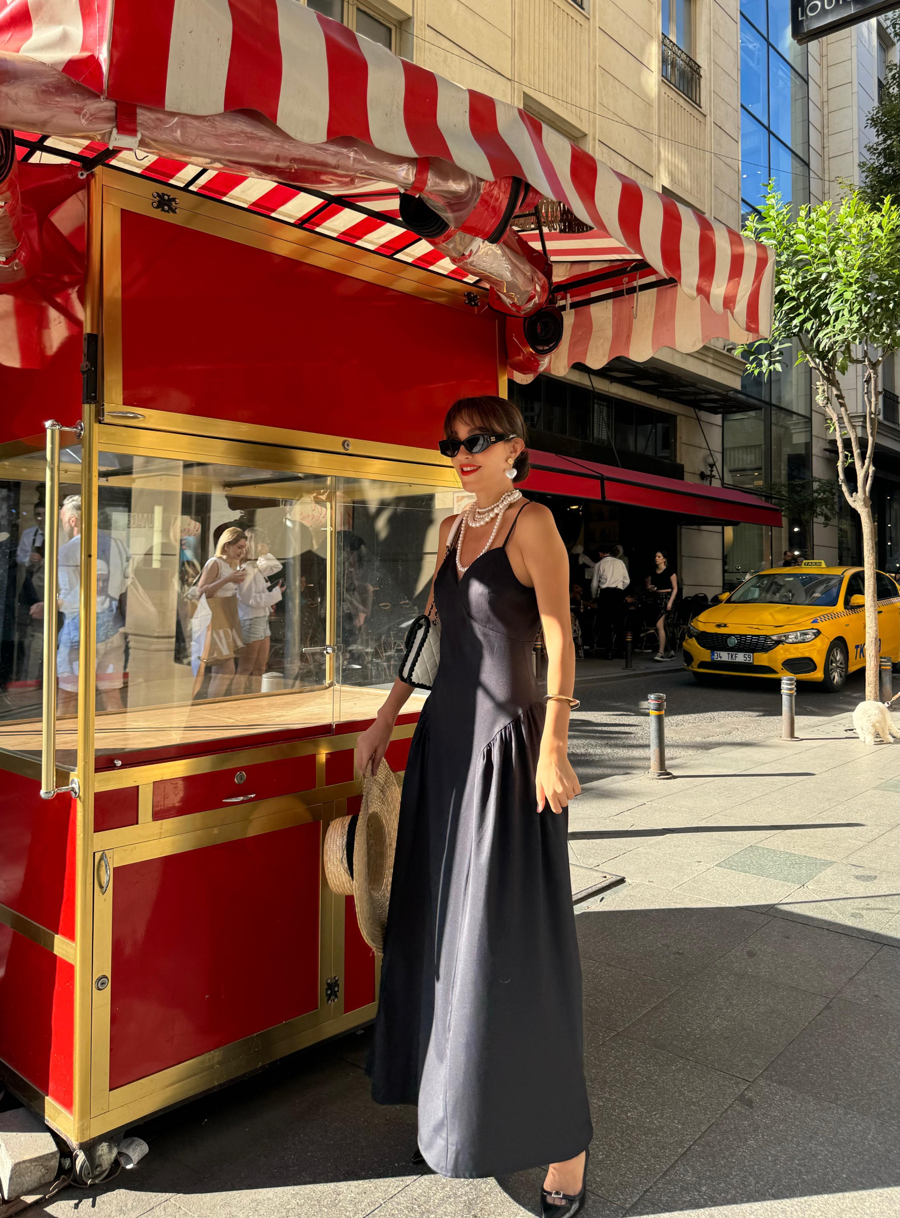 EMİLY UZUN ELBİSE Siyah