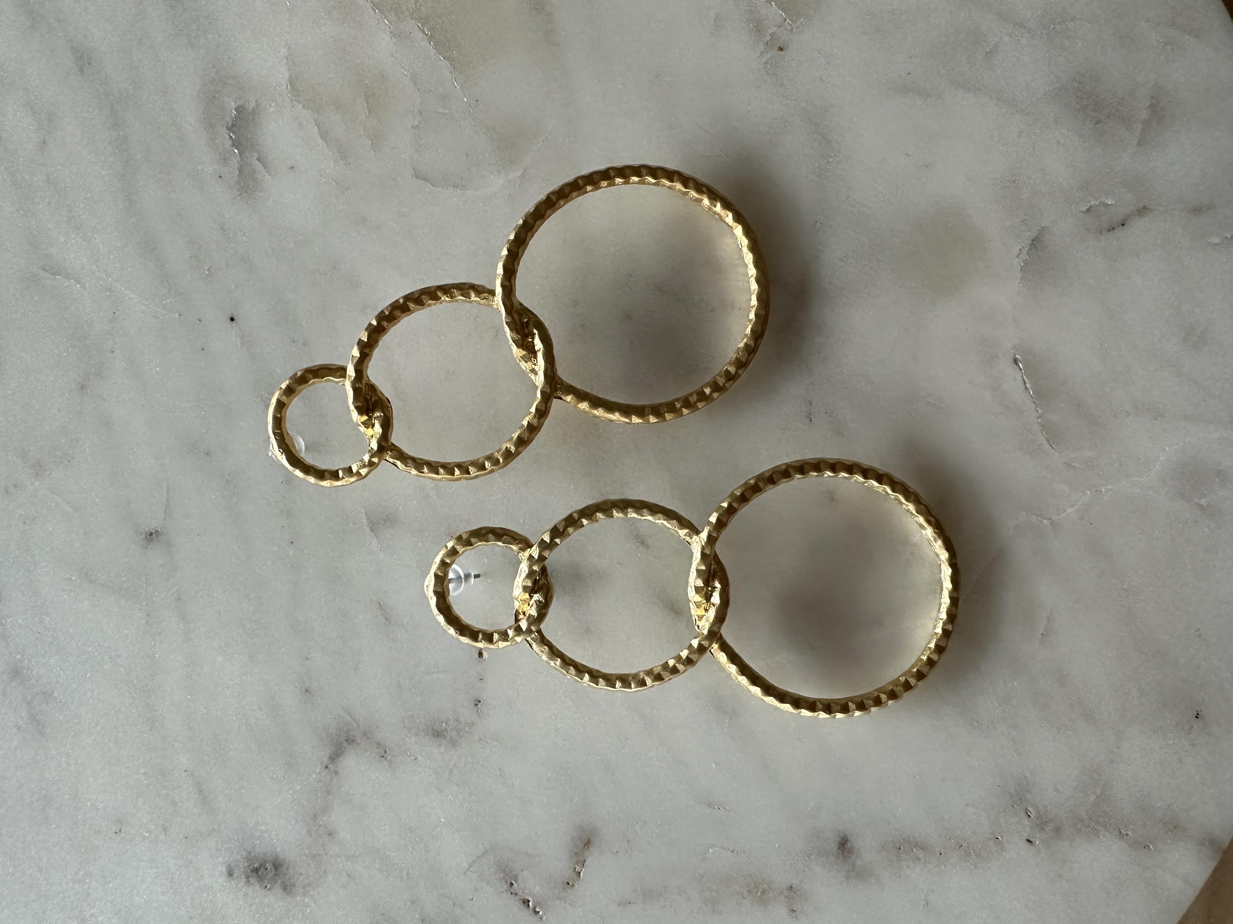 Gold 3lü Yuvarlak Küpe