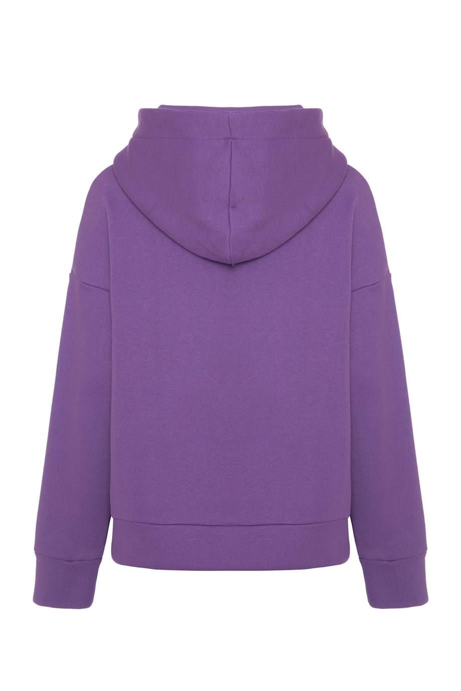 Hoodie Sweatshirt Şardonlu Mor