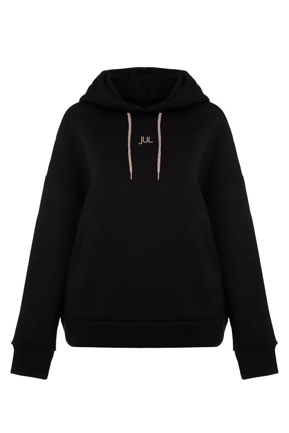 Hoodie Sweatshirt Şardonlu Siyah