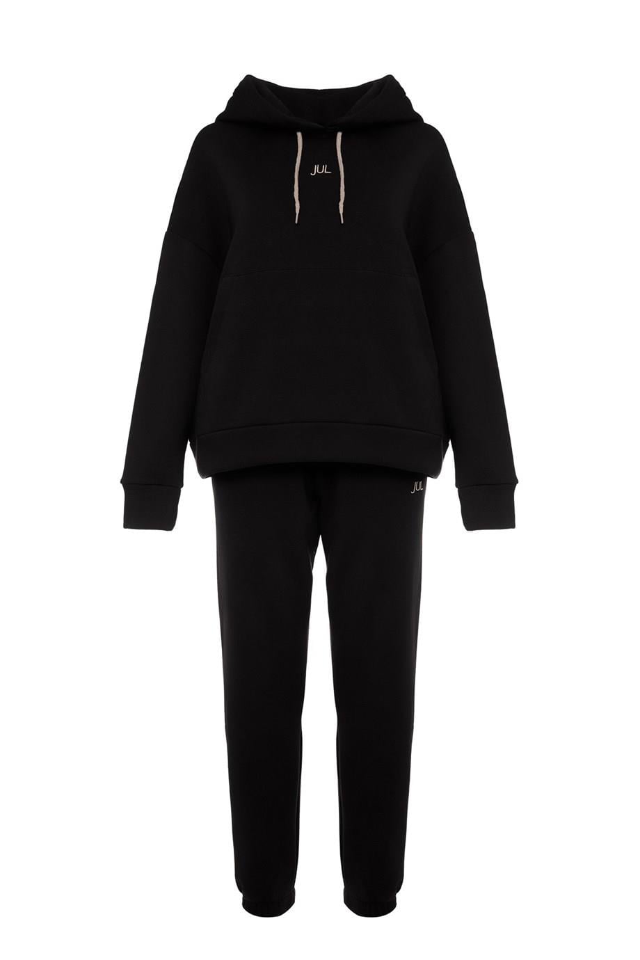 Hoodie Sweatshirt Şardonlu Siyah