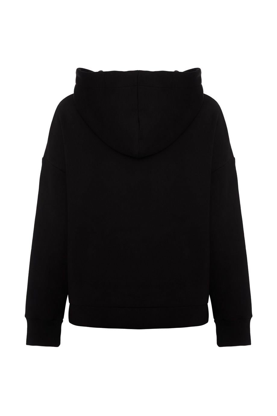 Hoodie Sweatshirt Şardonlu Siyah