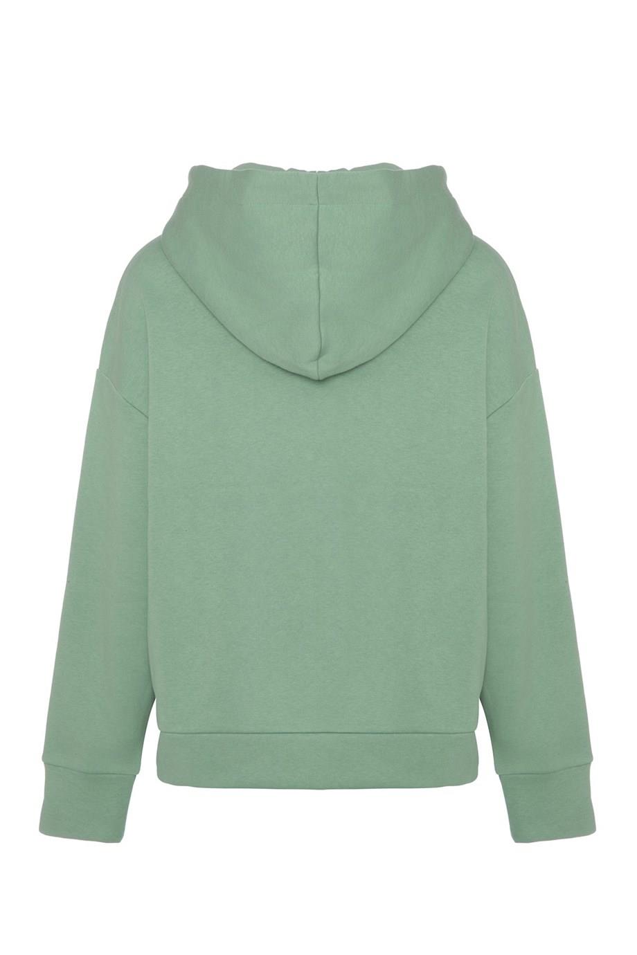 Hoodie Sweatshirt Şardonlu Yeşil