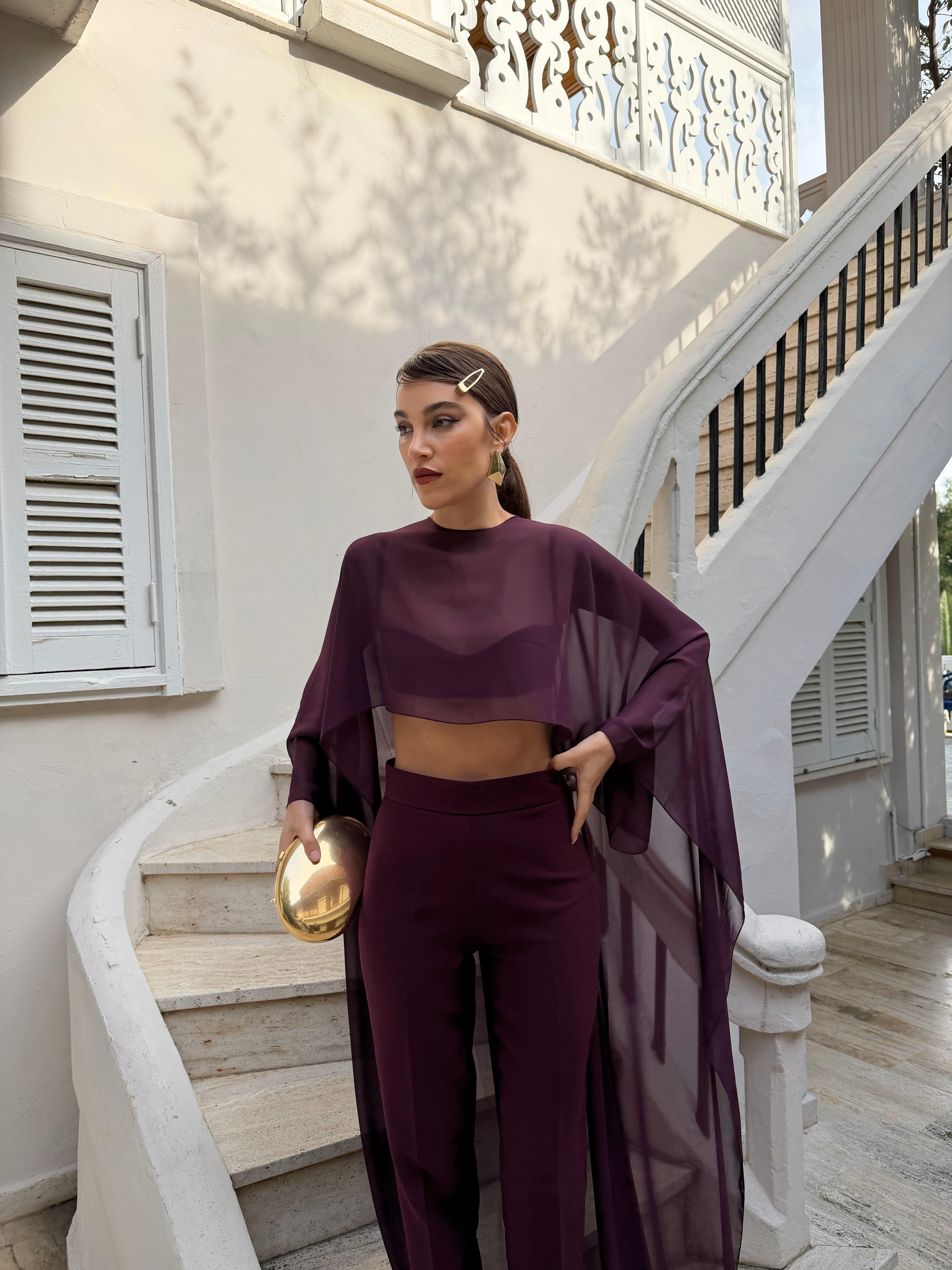 Mimosa Şifon Bluz Bordo